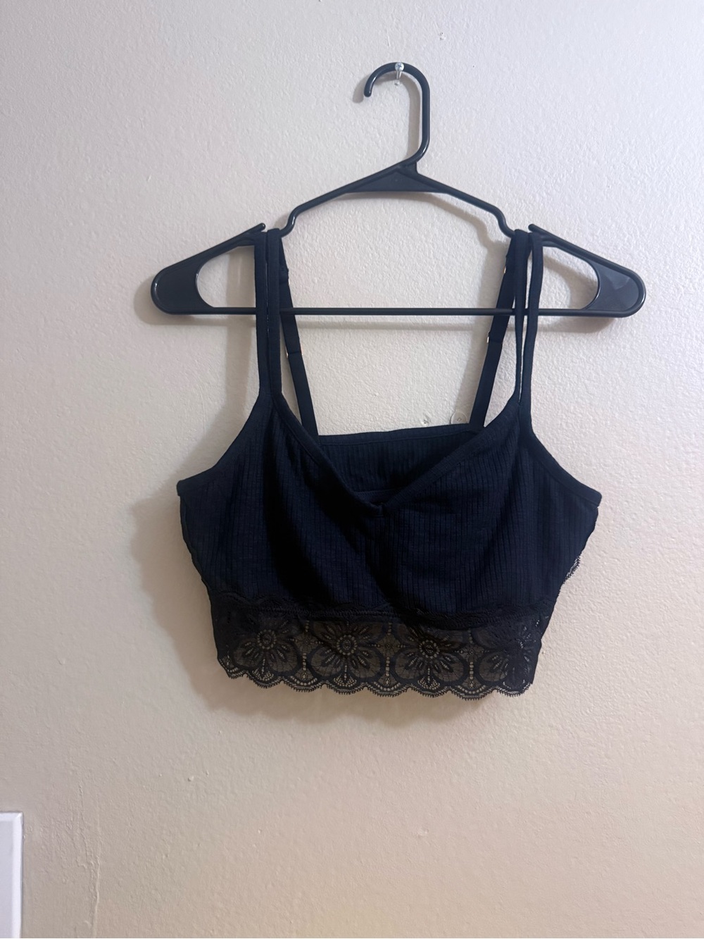 aerie Black Lace Trim Bralette